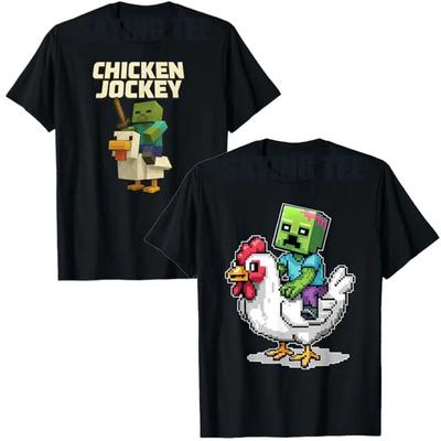 Funny Jockey Pixel Riding Chicken Jockey On A Chicken Lover T-Shirt Vintage Chicken Jockey Video Gamer Y2k Design Graphic Outfit