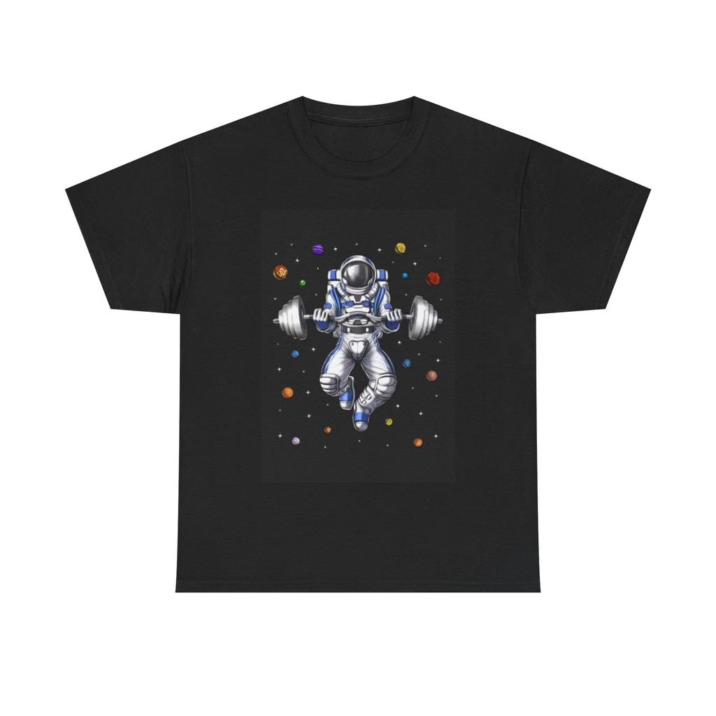 Men's and Women's T-shirts Astronaut Weight Lifting