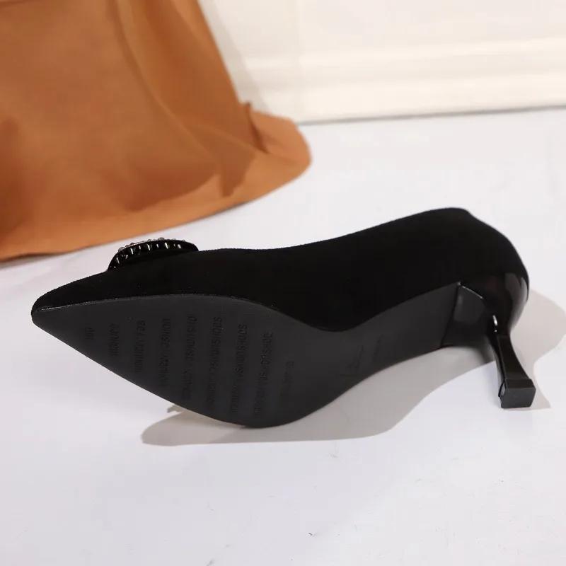 Fashion 2025 Classics Fashion Women's High Heels Pointed Toe Metal Decoration Shallow Thin Heel Pumps Versatile Dress & Career Zapatos