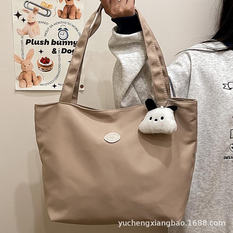 New Fashion Simple Cute College Style Canvas Women's Bag College Students Go Out Casual All-match Shoulder Bag Simple Class Tailoring Bag