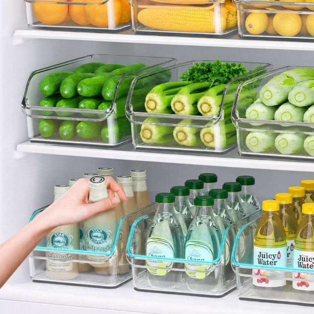 PET Refrigerator Storage Bins Clear View Stackable Design Drawer Organizer BPA-Free Food Grade Food Storage Container