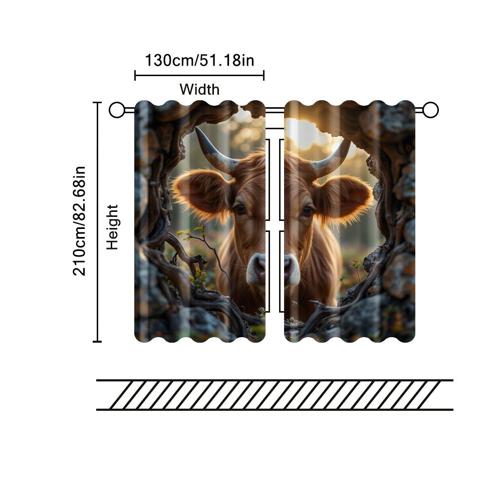 2 szt., zasłony filtrujące (z wyłączeniem prętów, nieruchome, bez baterii) Krowa do użytku w sypialniach i salonach