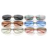 Neutral Fashion Rimless Oval Sunglasses Retro Cat Eye UV400 Sun Glasses for Outdoor Travel Driving Eye Protection
