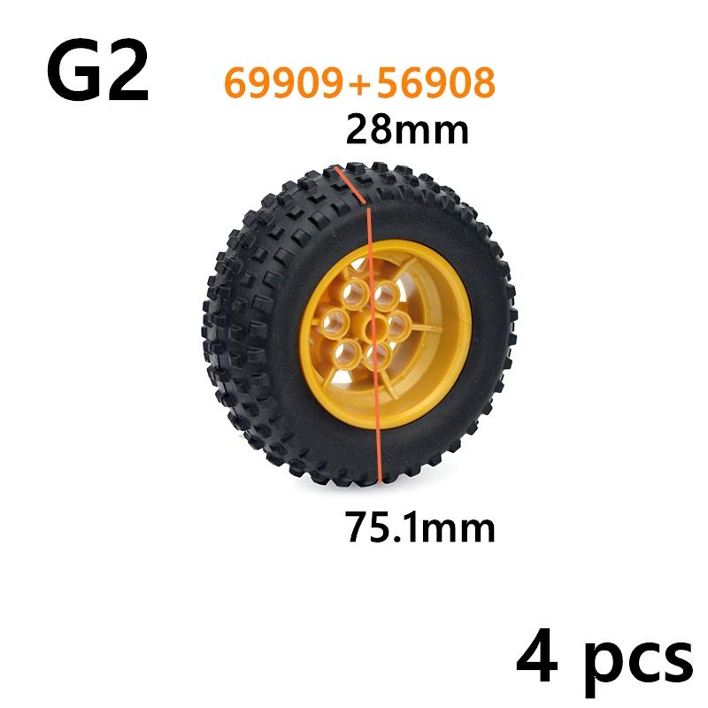 MOC Brick Wheel Hub Technical Tire Car Truck Vehicle Tire Construction Building Blocks 56145 32019 86652 56908 41897 54120 Leduo