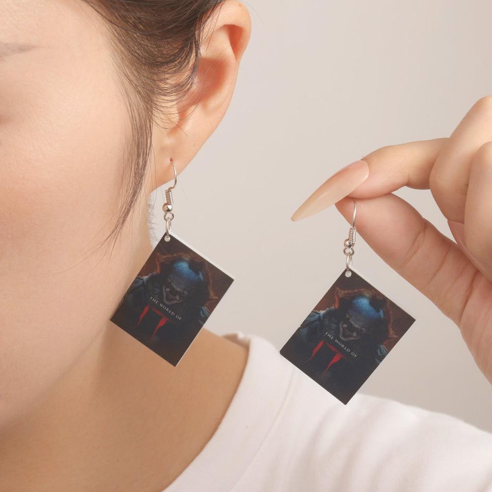 Fully Managed Eco-Friendly Acrylic Earrings, Personalized Halloween Horror-Themed Earrings