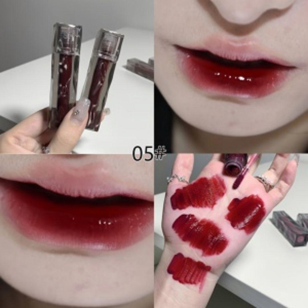 SHAQINUO Feuchtigkeitsspendender Lipgloss in schwarzer Tube, 6 Farben, feuchtigkeitsspendender Spiegel, Lippenglasur