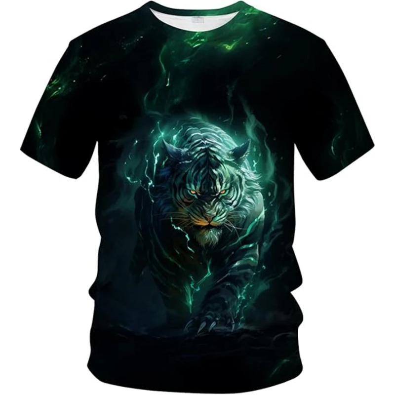 Cool Cat Pattern T-Shirt For Men Funny Animal 3D Printed Tees Summer Casual Short Sleeve Round Neck Tops Loose Street T Shirts