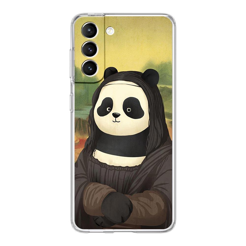 Cute Panda Climbing Bamboo Phone Case For Samsung Galaxy S24 S23 S22 S20 Ultra S21 FE 5G S10 S9 Plus S10E S8 Soft Clear Cover