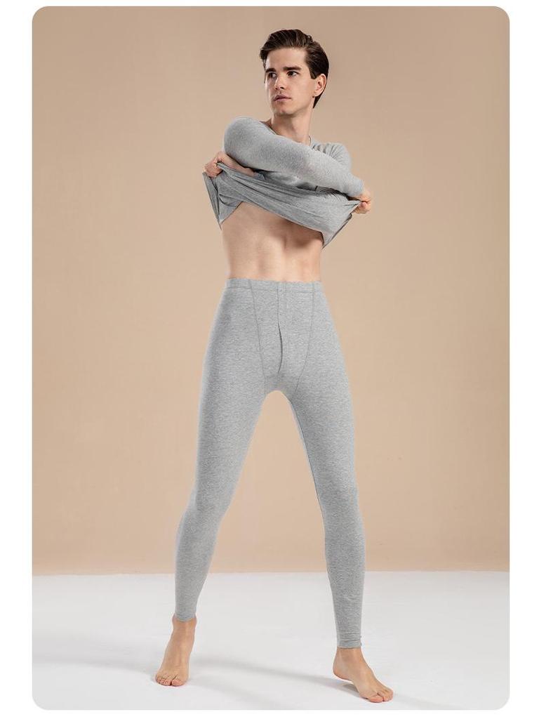 Men's Autumn Pure Cotton Thermal Set: Long Johns & Base Layer Shirt