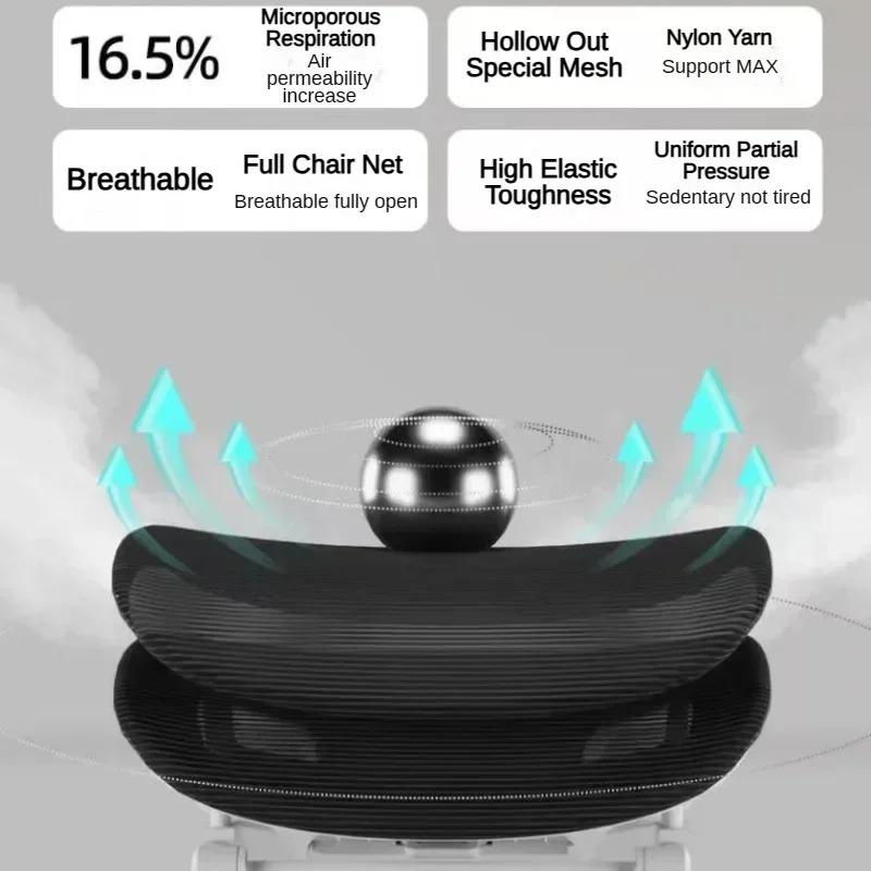 Ergonomic office chair, network chair with high backrest, swivel desk chair with adjustable lumbar support, home computer chair