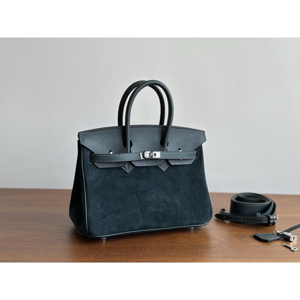 Platin Tasche Swift Leder und Wildleder 25/30CM Doppel-Schultergurt Damen-Tasche Einzel-Schulter Umhängetasche Vielseitig Mode Handtasche Tasche