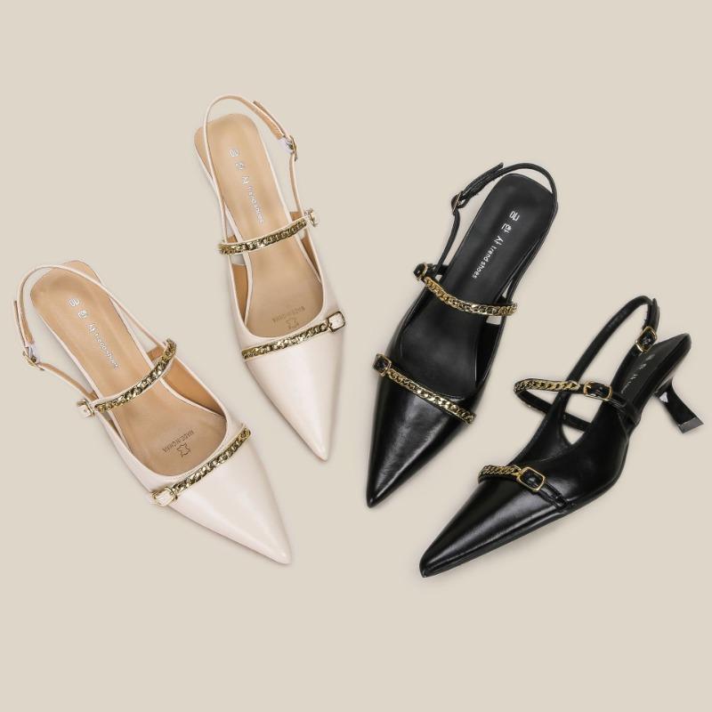 H968-5 New Summer Shoes Women's Skirt Fashionable Versatile Pointed Head Bag Head High Heels Thin Heel Sandals