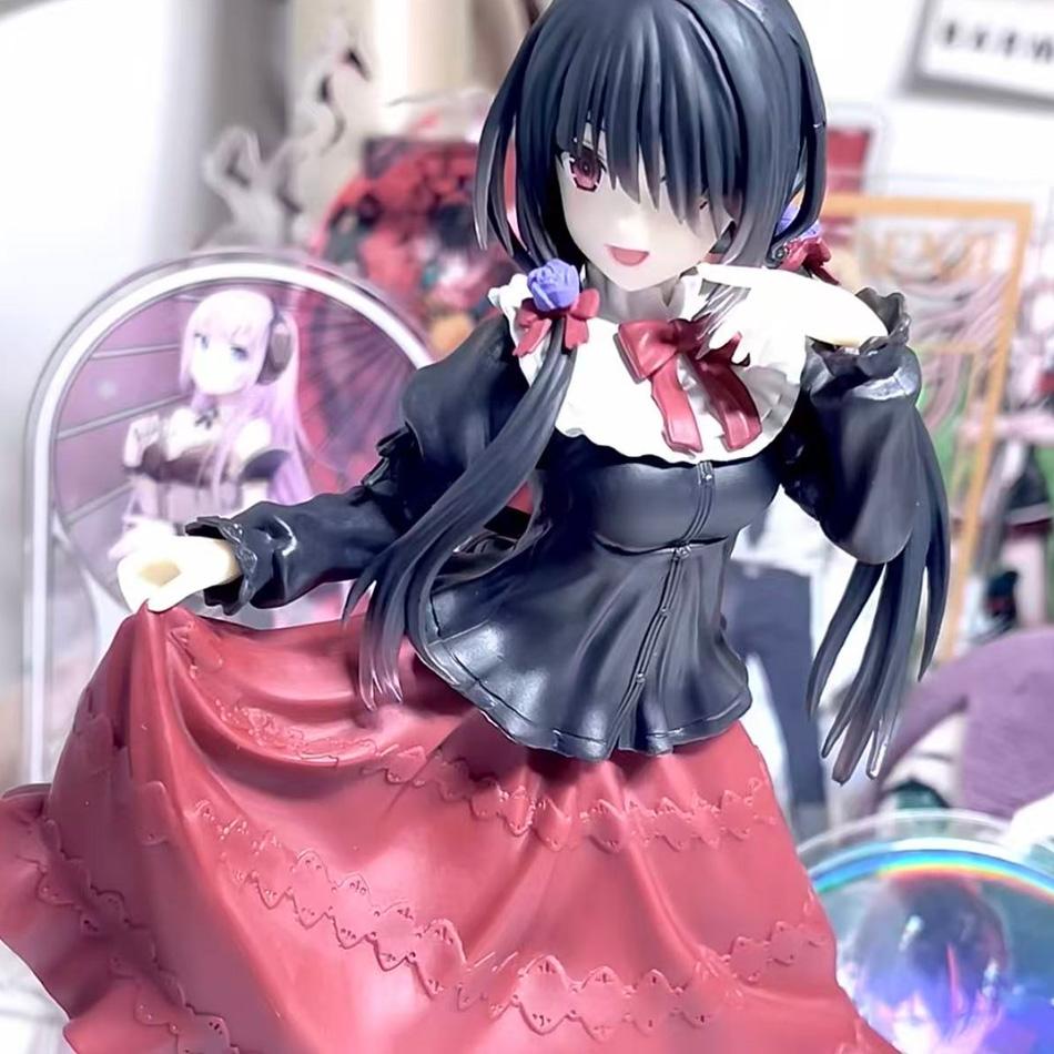 18CM Anime DATE A LIVE Tokisaki Kurumi Figurka Anime Urocza Dziewczyna Czerwona Sukienka PVC Model do Montażu Ozdoba na Biurko Model Kolekcjonerski Zabawka