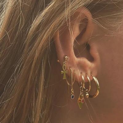 Exclusive European and American 5-Piece Autumn/Winter Fashion Earrings Set