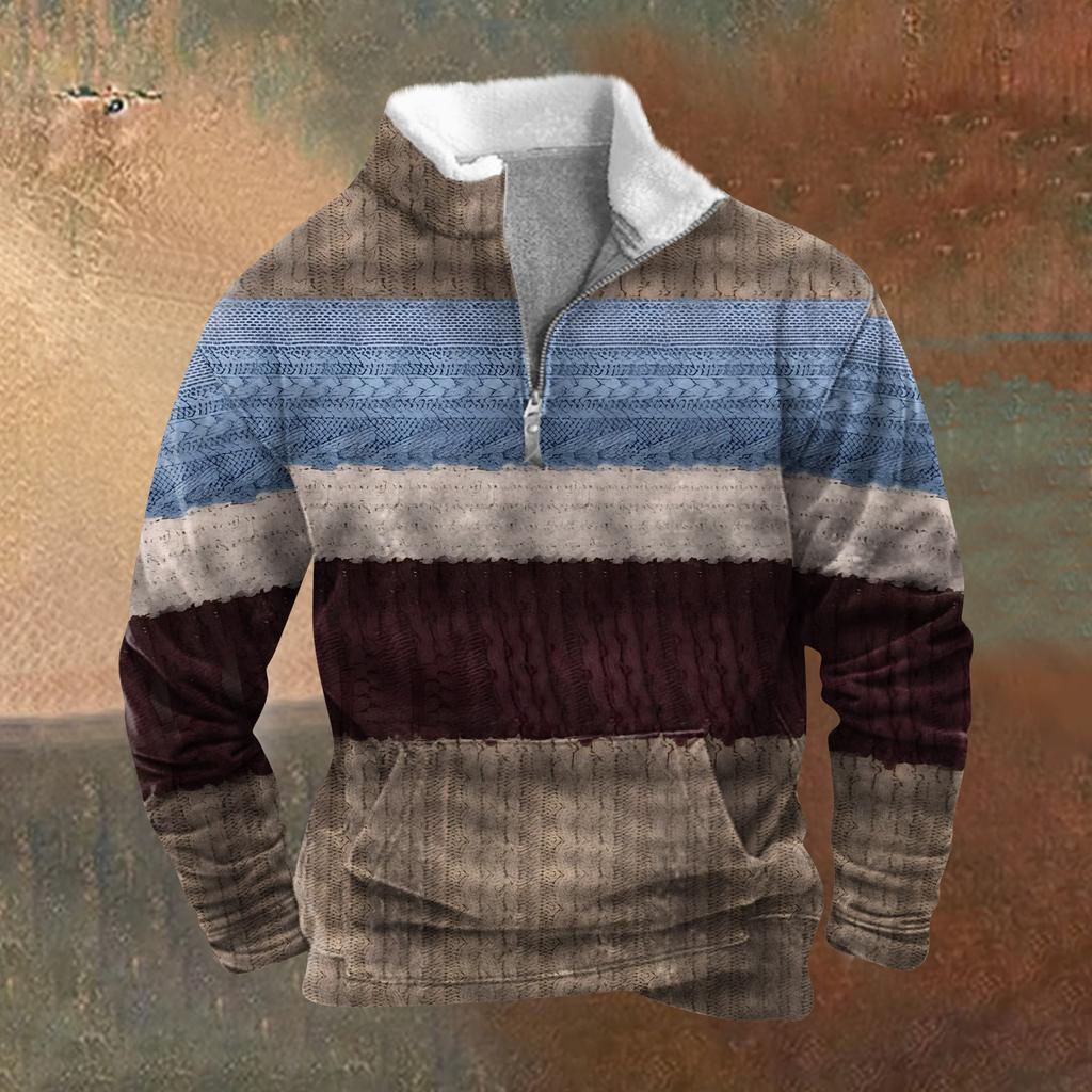 Jarní a podzimní pánská mikina se stojatým límcem je venkovní ležérní svetry topy