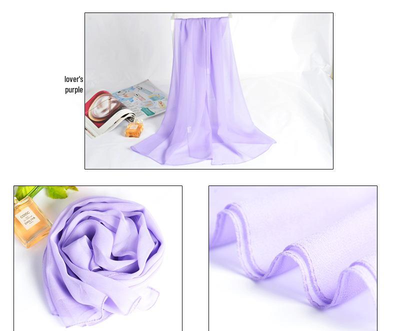 Vielseitiger Damen-Seidenschal: Georgette im koreanischen Stil für Frühling & Herbst, Lang, Einfarbig, Sonnenschutz, Ideal für Square Dance & Sommer-Schal.