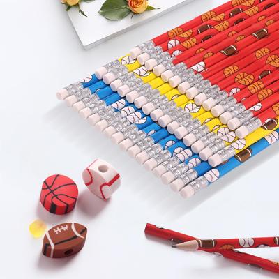 Sports-Themed HB and Colored Pencils for Students - Basketball & Football Gift Set In Linden Wood