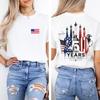 Koszula America 250 1776 Do 2026 Koszulka z Myśliwcem Nadruk z Przodu i z Tyłu Patriotyczny Top Koszulka na 4 Lipca 250 Lat Wolności USA