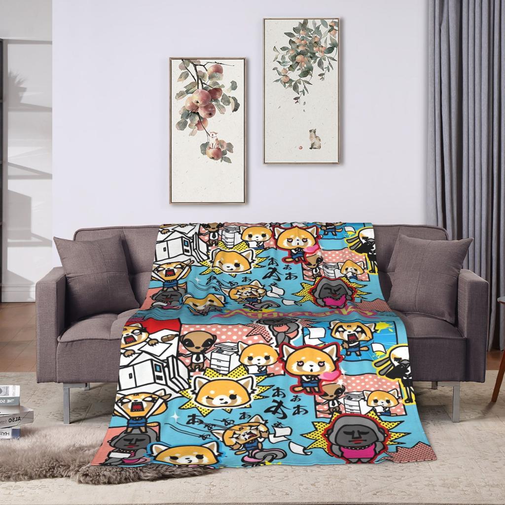 Cartoon Cute Aggretsuko Graffiti  Blanket Quality Warm Soft  Bedding Throws Winter Picnic Couch Chair Sofa Bed Graphic Bedspread