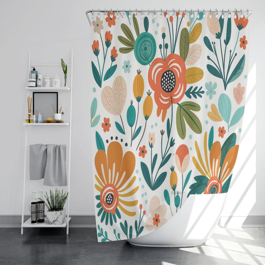 1PC Plants pattern printed shower curtain, funny style, waterproof, with 12 hooks, bathroom showers, bathtub, home use