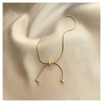 Leichter Luxus Retro Kordelzug Verstellbare Kette mit weiblichem Gefühl, Schlichte Kette