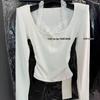 2025 Autumn/Winter Thermal Korean Halter Neck Lace Patchwork Long Sleeve T-shirt - Fake Two-Piece Women's Base Layer.