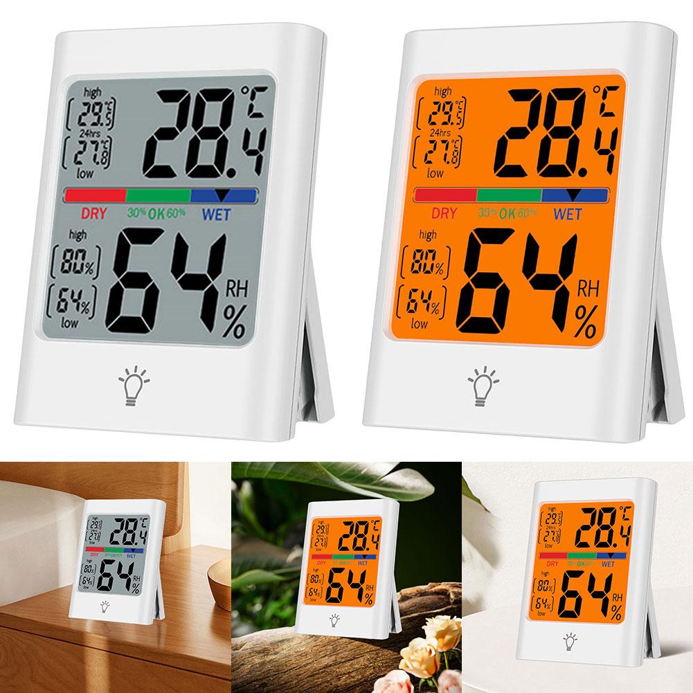 Indoor Thermometer Backlight Magnetic Thermometer Hygrometer Large Screen Temperature and Humidity Monitor for Home Office
