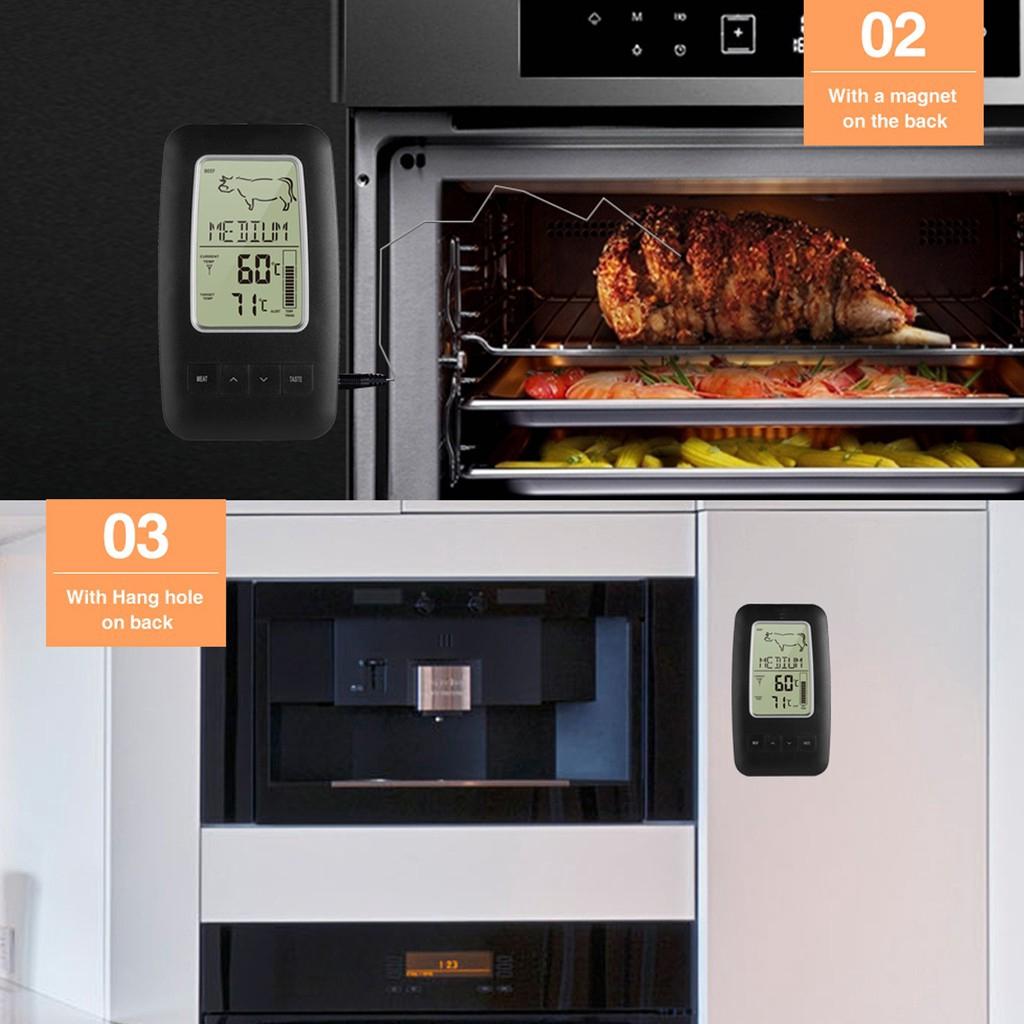 Kitchen Cooking Grill Smoker Meat Thermometer with Probe & Timer Temperature Alarm Thermometer New