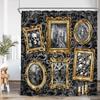 Skull Halloween Shower Curtain Scary Skull Flower Ghost Pumpkin Happy Bathroom Decoration Retro Shower Curtain