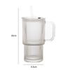 Portable Large Capacity Glass Straw Cup Durable Handle Transparent Glass Tumbler Cup Sealed Cover Drinkware Office Use