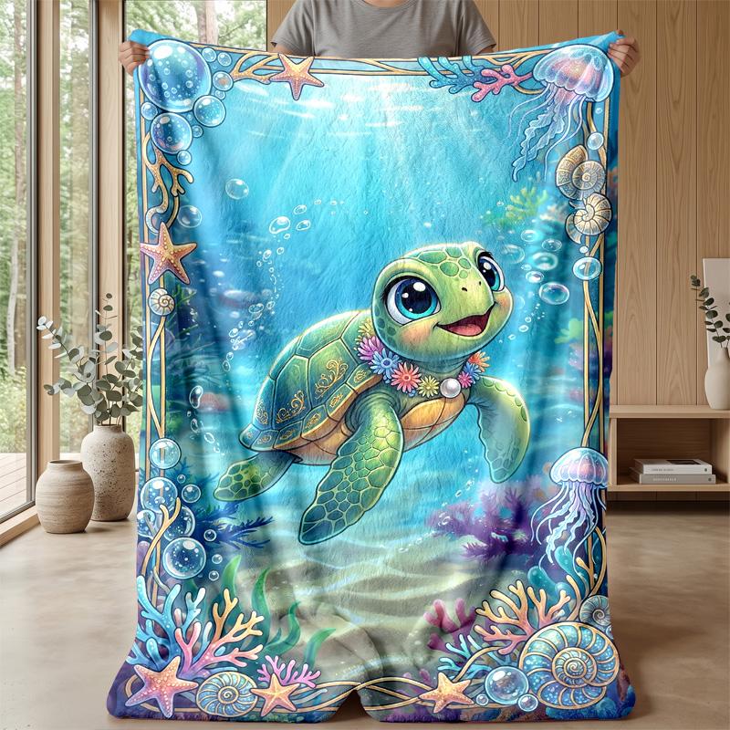 Underwater Sea Life Adventure 2 Theme blanket Lightweight Warm Flannel Blanket Decorative Throw Blanket for Home Decoration