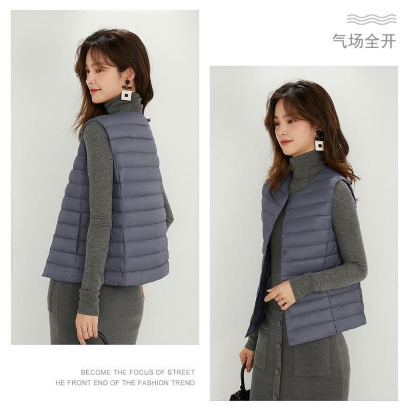 ikTok new women's collarless down liner, vest collar, light and warm jacket, vest, crew neck.