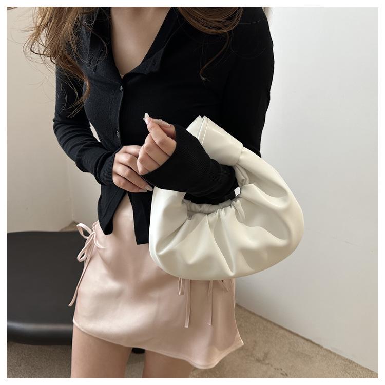 2024 Unique Design: Pleated Women's Versatile Solid Color Handbag - Summer Casual Must-Have