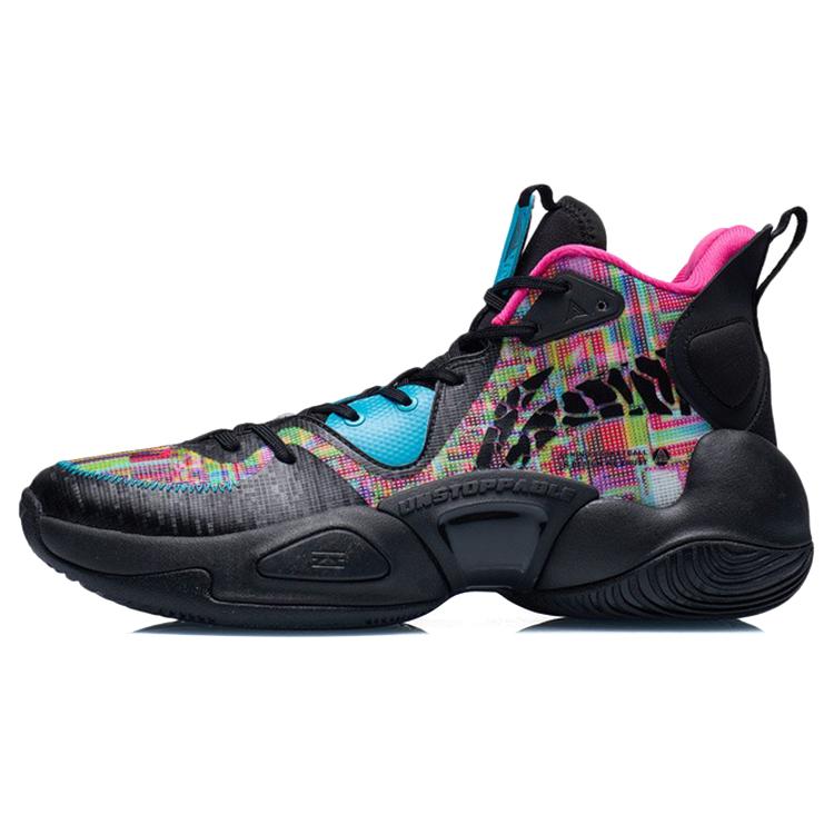 

LiNing Air Raid Cushioning Anti Slip And Wear Resistant Support Mid Top Basketball Shoes Black Multicolor 39