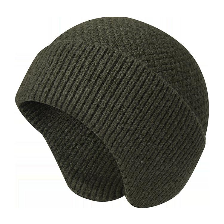New Style Thickened Knitted Wool Beanie for Men Winter Warmth Pull-Over Hat Cold-Proof Windproof Head Cover Ear-Warming Hat for Men and Women