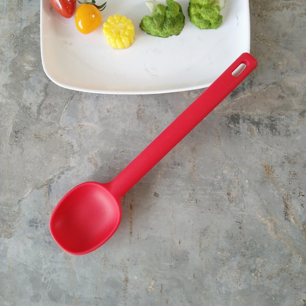 Long Handle Silicone Stirring Spoon Large Size Seasoning Spoon Kitchenware Soup Spoon  Cereal