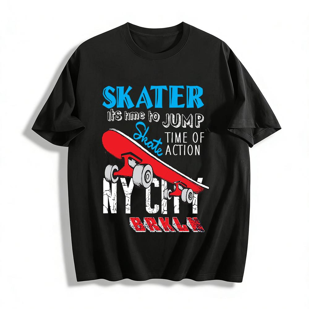 Skater BRKLN Graphic Tee Street Style Skateboard Casual Unisex Top Pure cotton T-shirt XXS