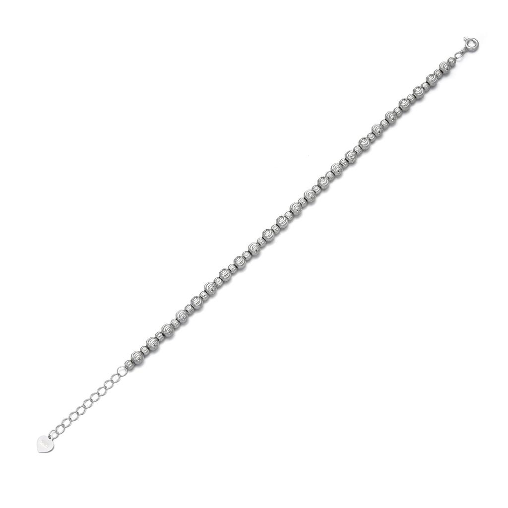Unisex 925 Sterling Silver Bracelet 3mm + 4mm Bead Classic Style Gold/Silver/Rhodium Plated Fashion Chain & Link Bracelets