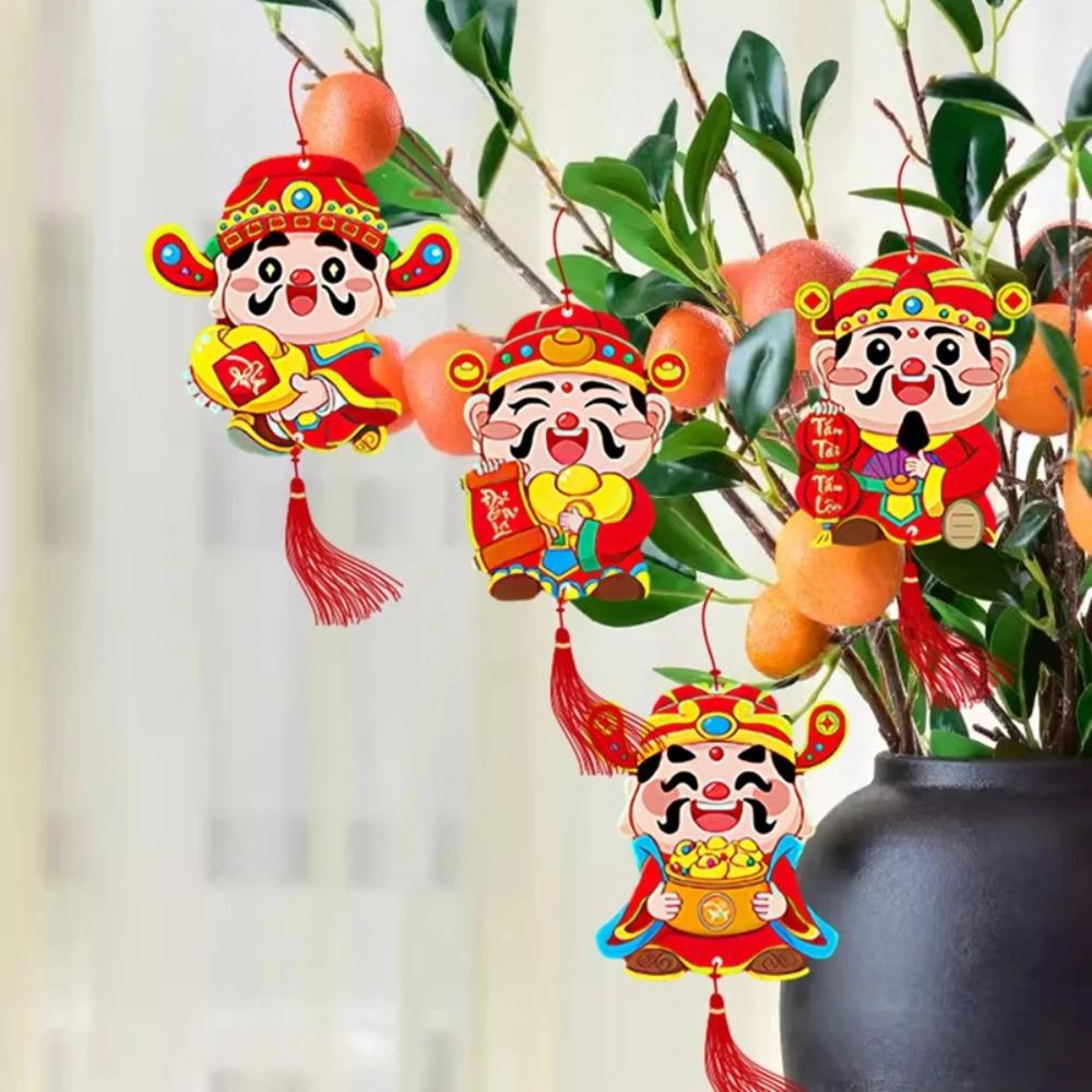 6pcs/set Paper Potted Plant Pendant Tassel Lunar Year Tree Pendant Spring Festival Decorations