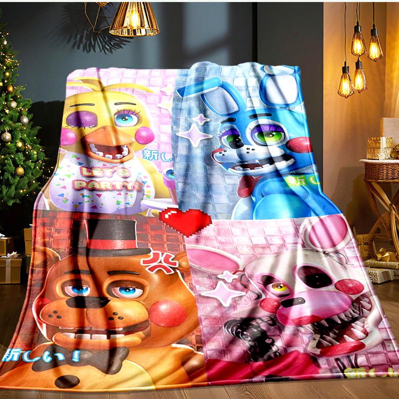 Five Nights Party Blanket Flannel Throw for Sofa, Indoor, Camping, Living Room, Office, Chair, And Bed Soft Birthday Gift