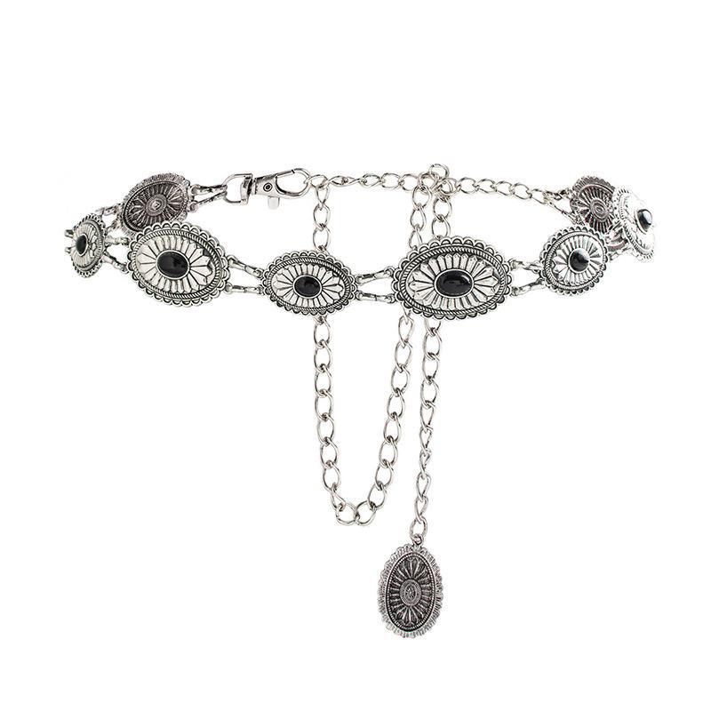 New Retro Turquoise Bohemian Metal Denim Western-style Fashionable Waist Chain Belt