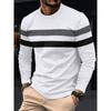 New Spring and Autumn Men's Long Sleeve T-shirt Round Neck Bottom Top Color Blocked Versatile Slim Fit Comfortable