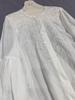 Spring 2026 French Embroidery Linen Shirt with Lantern Sleeves - Casual Vacation Style