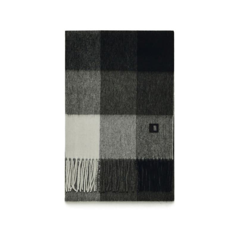 Velsey Wool 100% Check Muffler [Thames Grey]