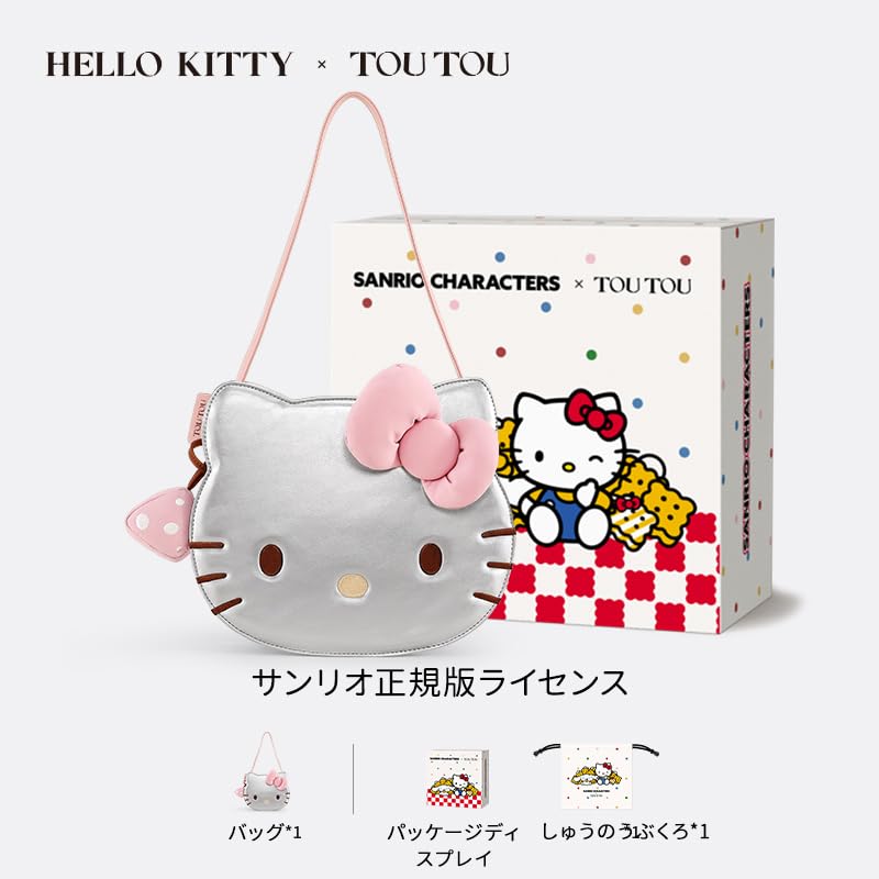 Official Hello Kitty Bag for Women Collaboration Model Cute Cat Face Ribbon Design Large Material Perfect for and Social Media Easy to Match with