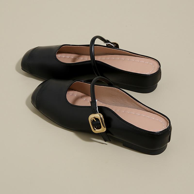 

Французские внутренние увеличивающие сумку-голову полутапочки женские летние 2025 новые классные тапочки верхняя одежда вечерний бриз Мэри Джейн одиночные туфли 34 чёрный