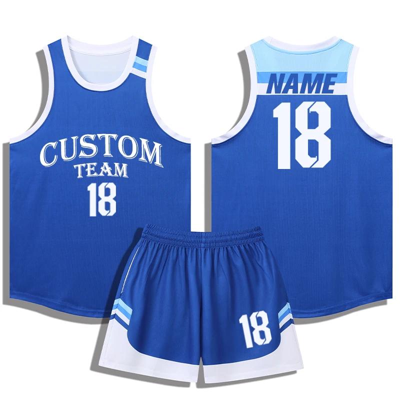Conjunto de Camiseta y Pantalones Cortos de Baloncesto de Secado Rápido para Niños y Hombres Conjunto de Camisetas y Pantalones Cortos para Niños Ropa Deportiva Masculina Kit de Baloncesto sin Mangas Personalizado A069