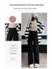 Women's Black High-Waist Cotton Plush Pants - Autumn/Winter 2026 Korean Style, Slim Straight Wide-Leg, Drapey.