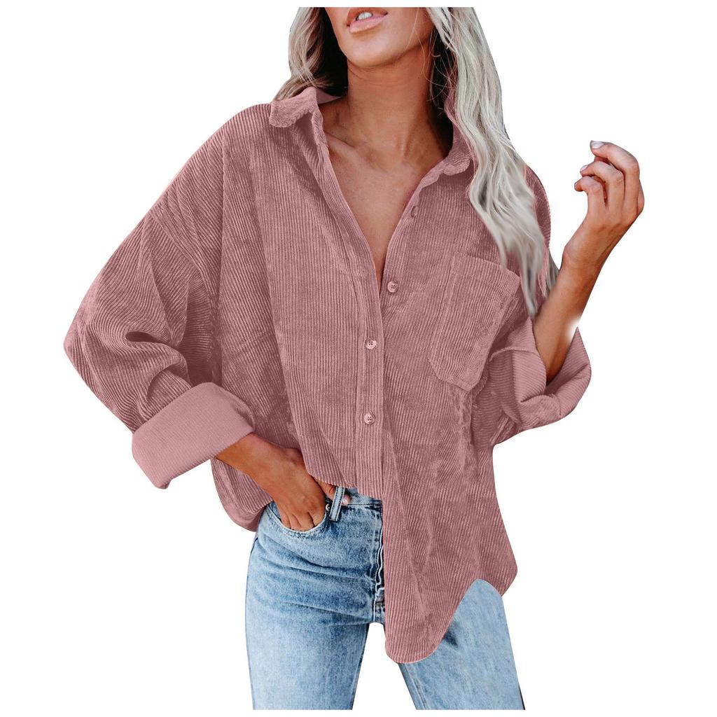 Women's  And Winter Shirts Women's Solid Color Lapel Loose Casual Jacket