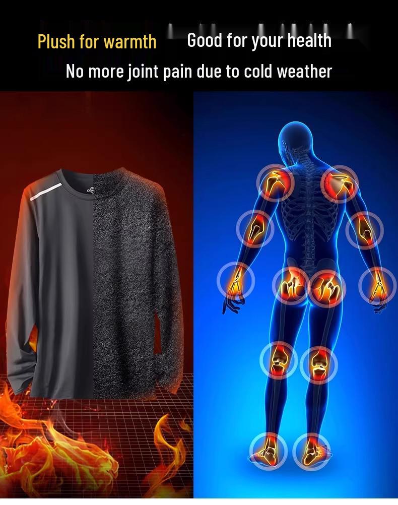 Men's Quick-Dry Long-Sleeve Sports Base Layer with Velvet for Running and Mountaineering